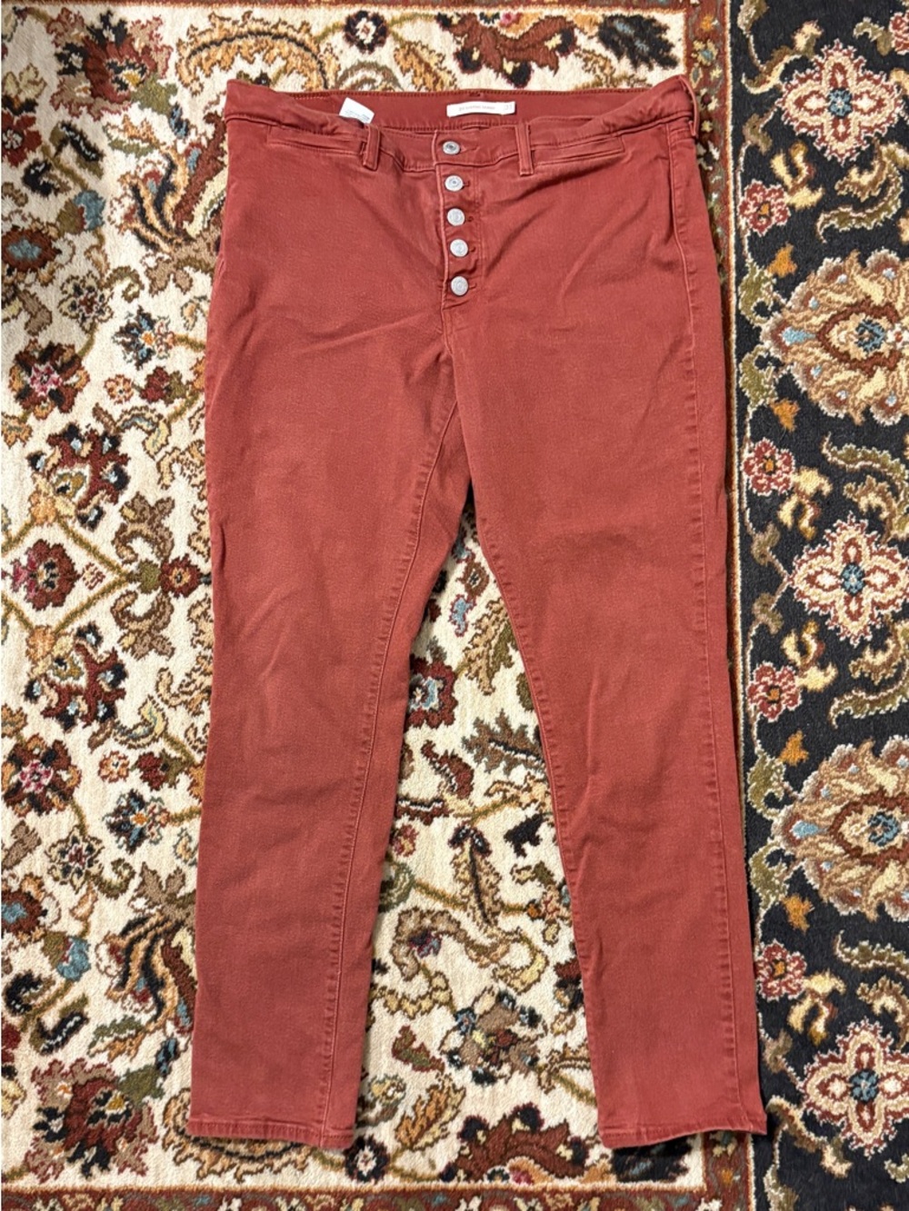 High-Rise Button-Fly Women's Jeans — Rust
